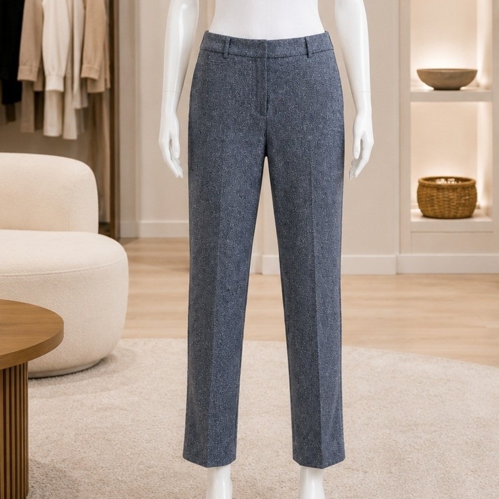 Talbots Women Dress Pants Newport Wool Silk Blend Blue Gray Tweed 8